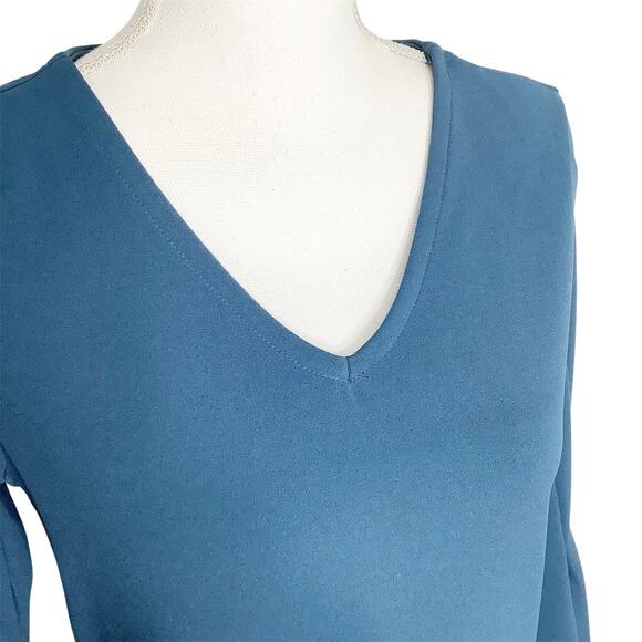 Banana Republic Teal 3/4 Bell Sleeve V-Neck Mini Dress XS - Picture 3 of 7